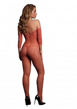 Lace Long-Sleeved Bodystocking - One Size