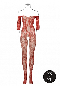 Lace Long-Sleeved Bodystocking - One Size