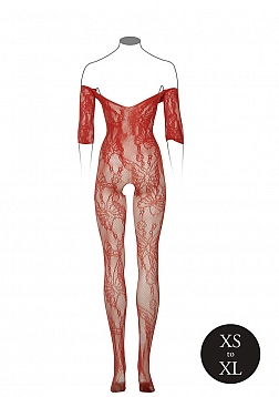 Lace Long-Sleeved Bodystocking - One Size