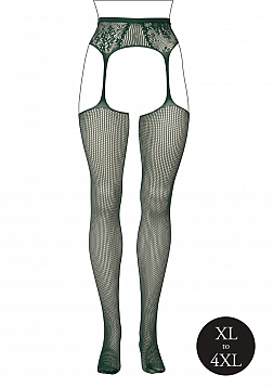 Fishnet and Lace Garterbelt Stockings - Queen Size