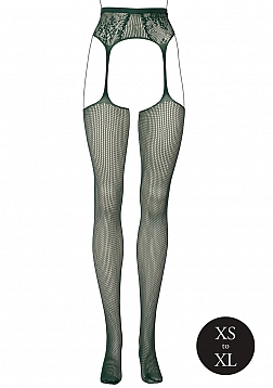 Fishnet and Lace Garterbelt Stockings - One Size