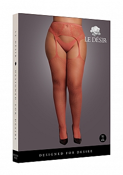 Fishnet and Lace Garterbelt Stockings - Queen Size