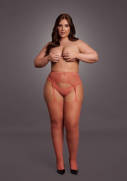Fishnet and Lace Garterbelt Stockings - Queen Size