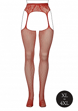 Fishnet and Lace Garterbelt Stockings - Queen Size