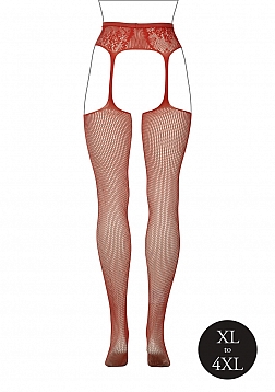 Fishnet and Lace Garterbelt Stockings - Queen Size