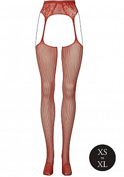 Fishnet and Lace Garterbelt Stockings - One Size