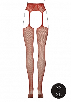 Fishnet and Lace Garterbelt Stockings - One Size