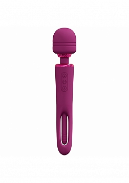 Kiku - Rechargeable Double Ended Wand with Innovative G-Spot Flapping Stimulator - Pink