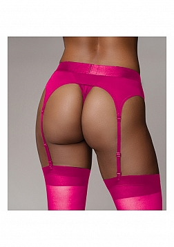 Ouch! Vibrating Strap-on Thong with Adjustable Garters - Pink - M/L