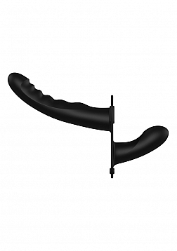 Ouch! - Dual Silicone Ribbed Strap-On - Adjustable - Black