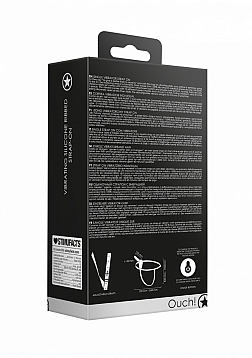 Ouch! - Vibrating - Rechrgeable - 10 Speed Silicone Ribbed Strap-On - Adjustable - Black