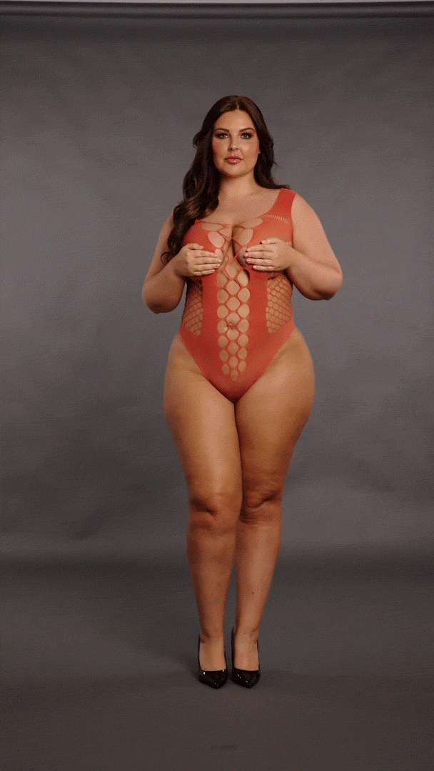 V-Neck Teddy with Opaque Panels - Queen Size