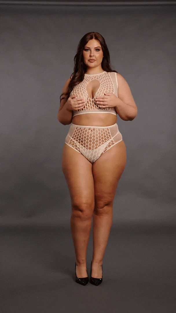 Duo Net Key-Hole Bra Set - Queen Size