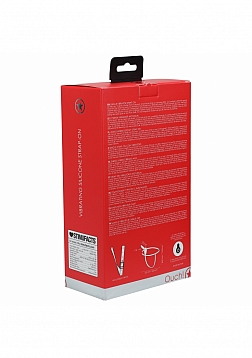Ouch! - Vibrating - Rechrgeable - 10 Speed Silicone Strap-On - Adjustable - Red