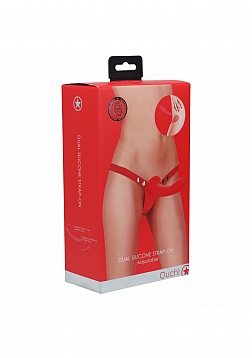 Ouch! - Dual Silicone Strap-On - Adjustable - Red