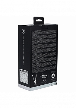 Ouch! - Dual Vibrating - Rechargeable - 10 Speed Silicone Strap-On - Adjustable - Black