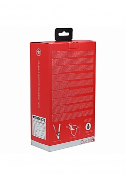 Ouch! - Dual Vibrating - Rechargeable - 10 Speed Silicone Strap-On - Adjustable - Red