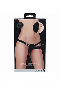 Ouch! - Silicone Ridged Strap-On - Adjustable - Black
