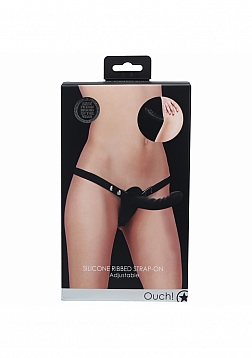 Ouch! - Silicone Ribbed Strap-On - Adjustable - Black