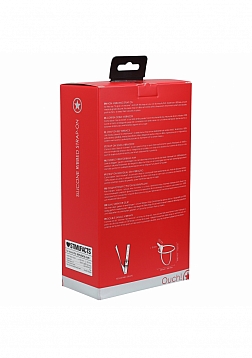 Ouch! - Silicone Ribbed Strap-On - Adjustable - Red