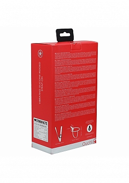 Ouch! - Vibrating - Rechrgeable - 10 Speed Silicone Ridged Strap-On - Adjustable - Red