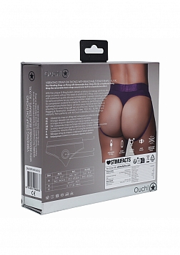 Ouch! Vibrating Strap-on Thong with Removable Butt Straps - Purple - XL/XXL