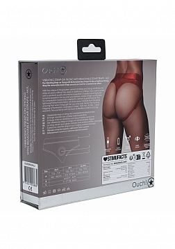 Ouch! Vibrating Strap-on Thong with Removable Butt Straps - Red - M/L