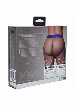Ouch! Vibrating Strap-on Panty Harness with Open Royal Blue - XL/XXL