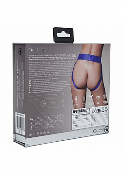 Ouch! Vibrating Strap-on Panty Harness with Open Royal Blue - XS/S
