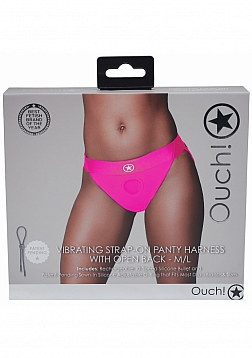 Ouch! Vibrating Strap-on Panty Harness with Open Pink - M/L