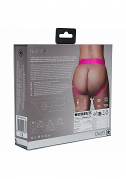 Ouch! Vibrating Strap-on Panty Harness with Open Pink - XL/XXL