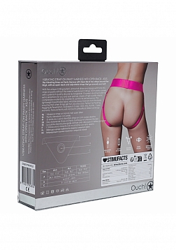 Ouch! Vibrating Strap-on Panty Harness with Open Pink - XS/S