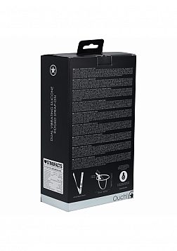 Ouch! - Dual Vibrating - Rechargeable - 10 Speed Silicone Ridged Strap-On - Adjustable - Black