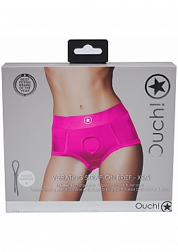 Ouch! Vibrating Strap-on Brief - Pink- XS/S