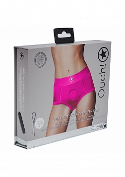 Ouch! Vibrating Strap-on Brief - Pink- XS/S