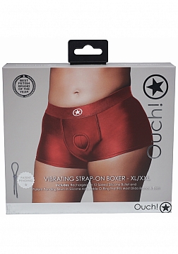 Ouch! Vibrating Strap-on Boxer - Red - XL/XXL