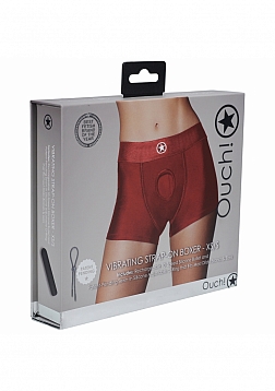 Ouch! Vibrating Strap-on Boxer - Red - XS/S