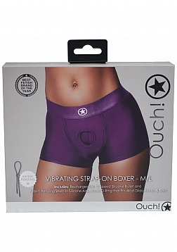 Ouch! Vibrating Strap-on Boxer - Purple - M/L