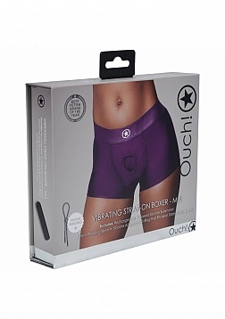 Ouch! Vibrating Strap-on Boxer - Purple - M/L