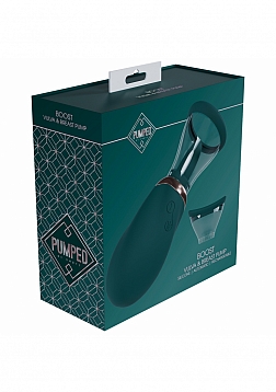 Pumped - Boost - Automatic - 13-Speed - Silicone - Rechargeable Vulva & Breast Pump - Forest Green