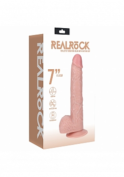 RealRock Ultra Realistic Skin - Vibrating Rechargeable - Regular Straight with Balls 7\