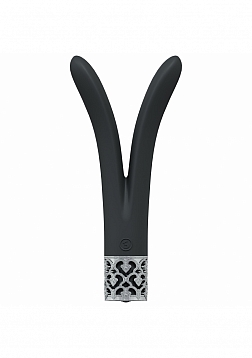 Royal Gems - Dueling Queens - 10 Speed Silicone Rechargeable Vibrator - Black