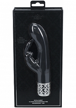 Royal Gems - Royal Rabbit - 10 Speed Silicone Rechargeable Vibrator - Black