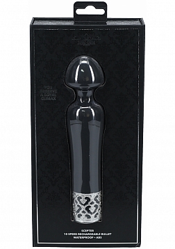 Royal Gems - Scepter - 10 Speed Silicone Rechargeable Vibrator - Black