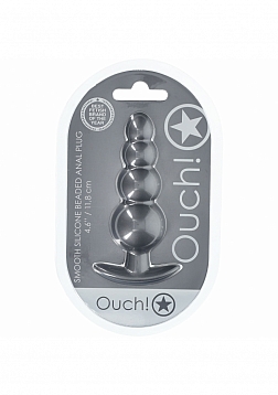 Ouch! - Beaded Anal Plug - Silicone - Gun Metal