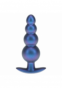 Ouch! - Beaded Anal Plug - Silicone - Metallic Blue