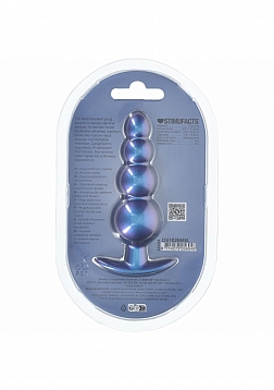 Ouch! - Beaded Anal Plug - Silicone - Metallic Blue