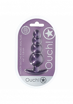 Ouch! - Beaded Anal Plug - Silicone - Metallic Purple