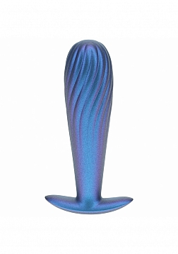 Ouch! - Ribbed Anal Plug - Silicone - Metallic Blue