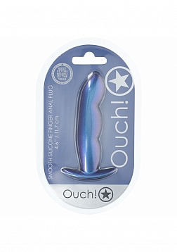 Ouch! - Finger Anal Plug - Silicone - Metallic Blue